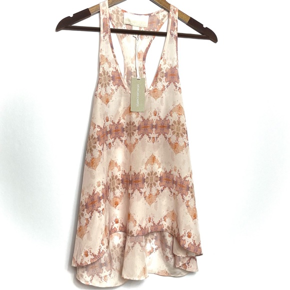 Morgan Carper Split Side 100% Silk Racerback Medium Neutral Tones Anthropologie - Picture 1 of 5